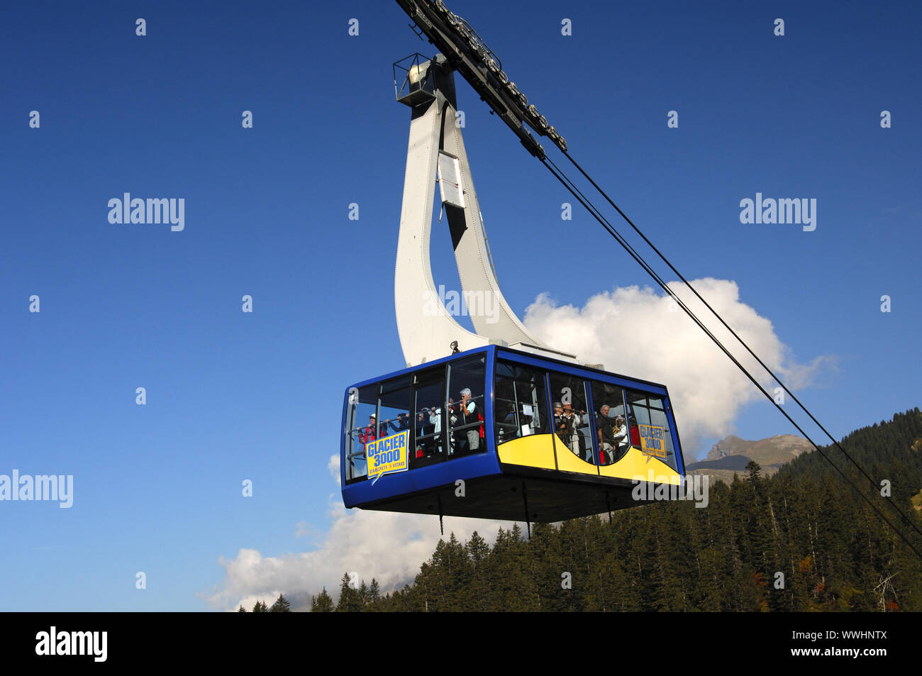 Aerial cableway, Glacier 3000, Switzerland Stock Photo