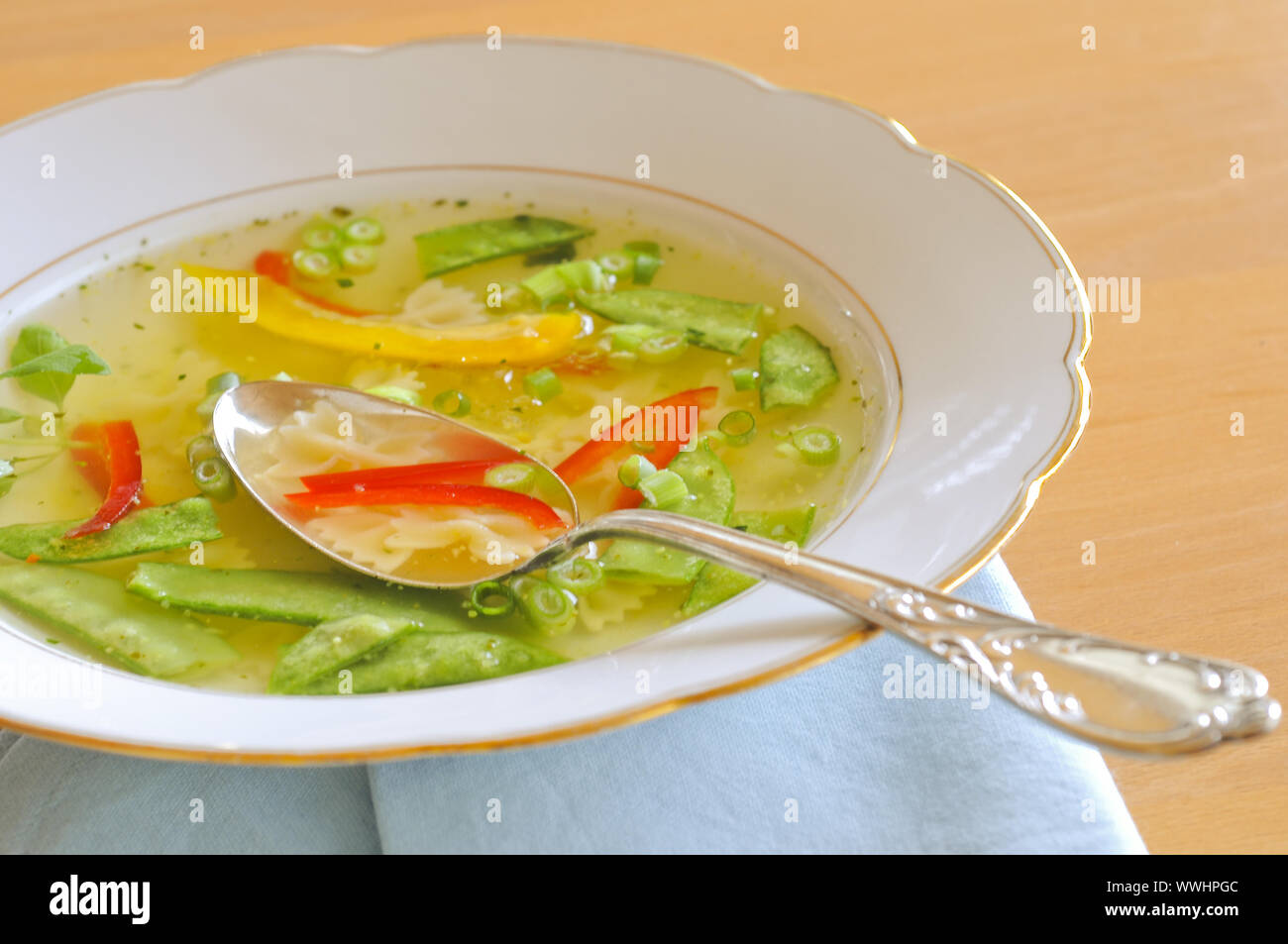 Vegetable soup with noodles Stock Photo