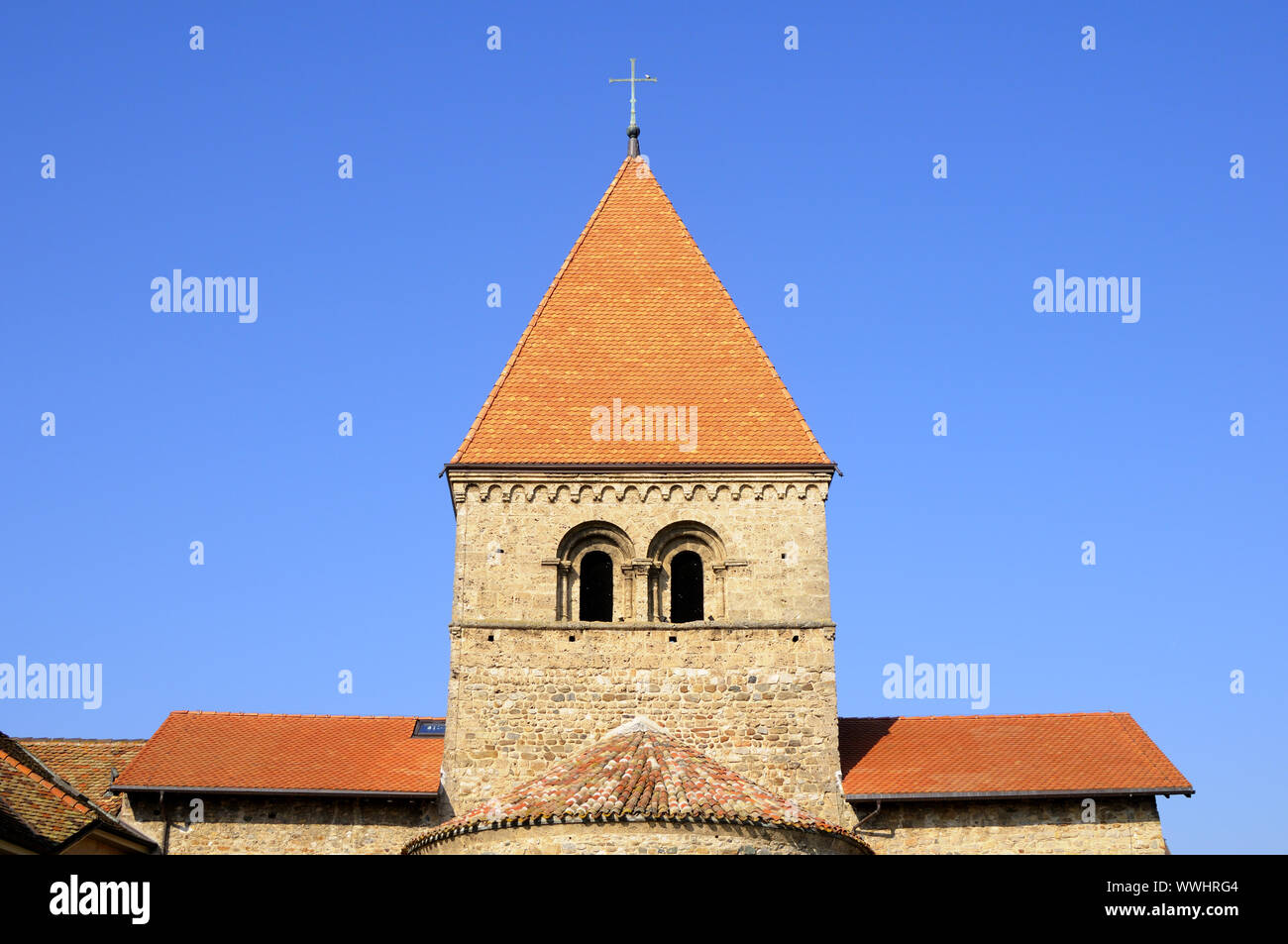 Bell tower, SaintSulpice, Vaud, Switzerland Stock Photo Alamy