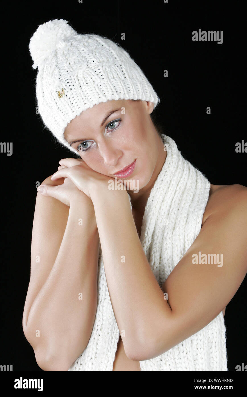 with bobble hat Stock Photo