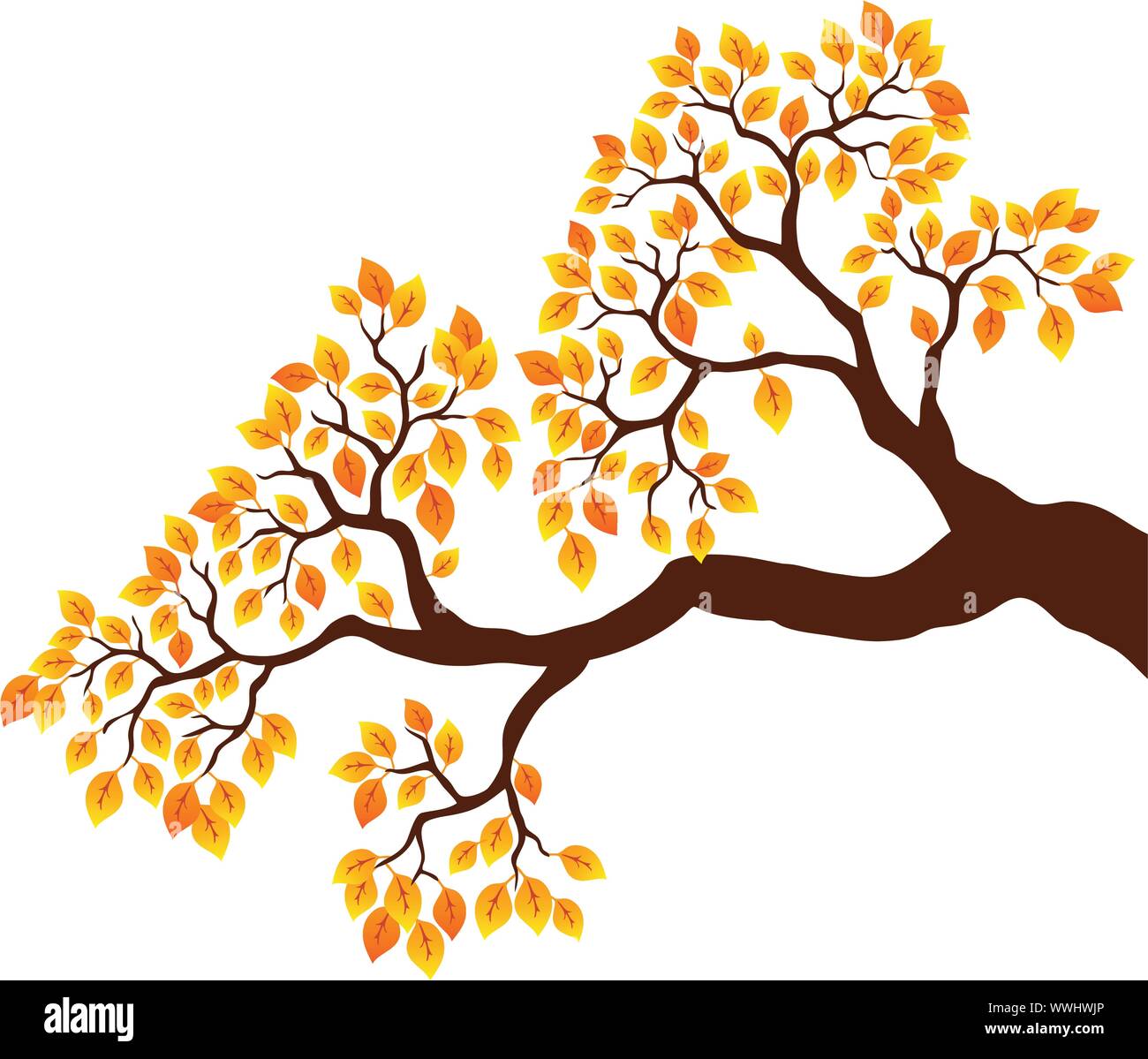 Tree branch with orange leaves 1 Stock Vector Image &amp; Art - Alamy