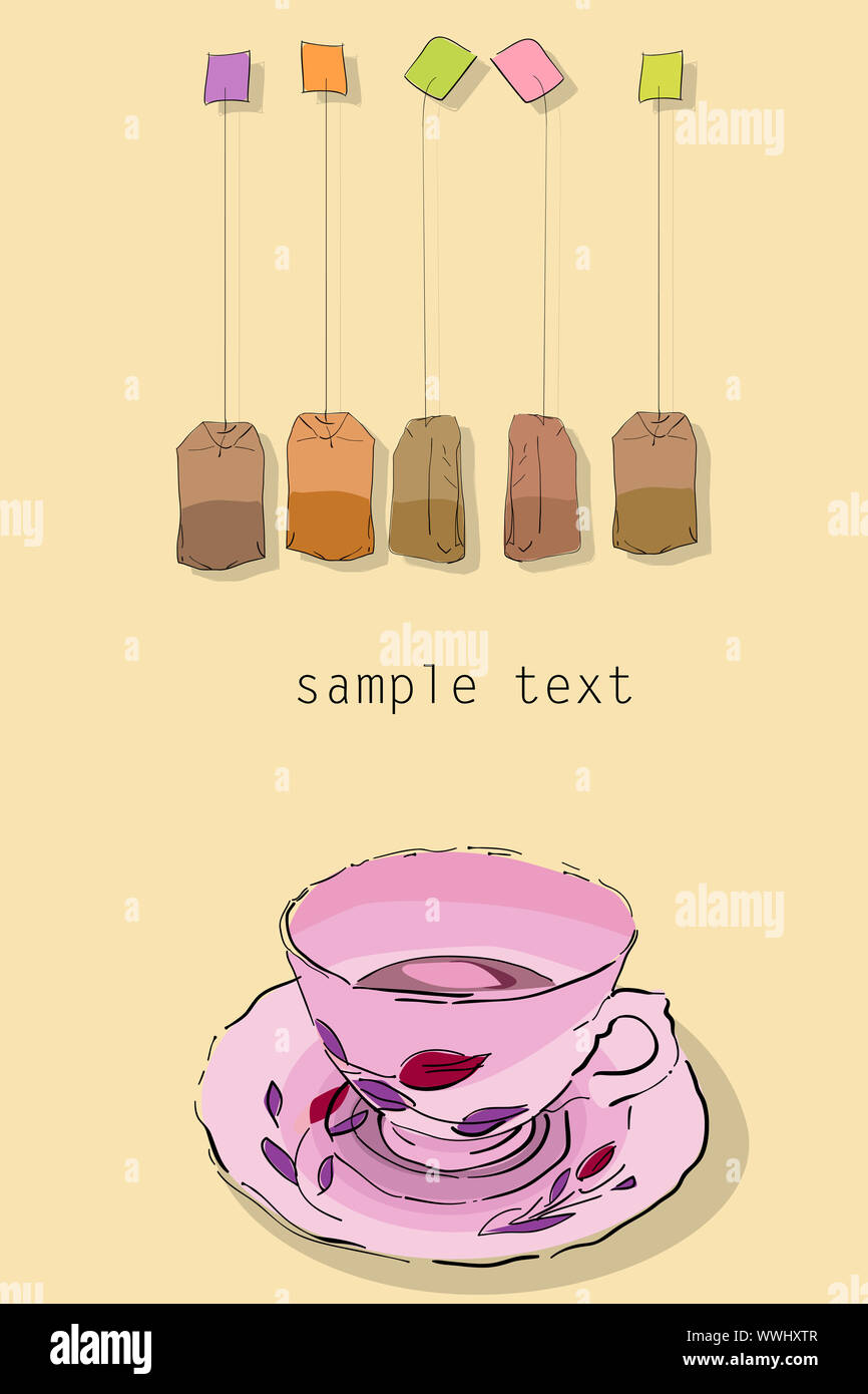 tea party invitation card with room for text. no mesh or