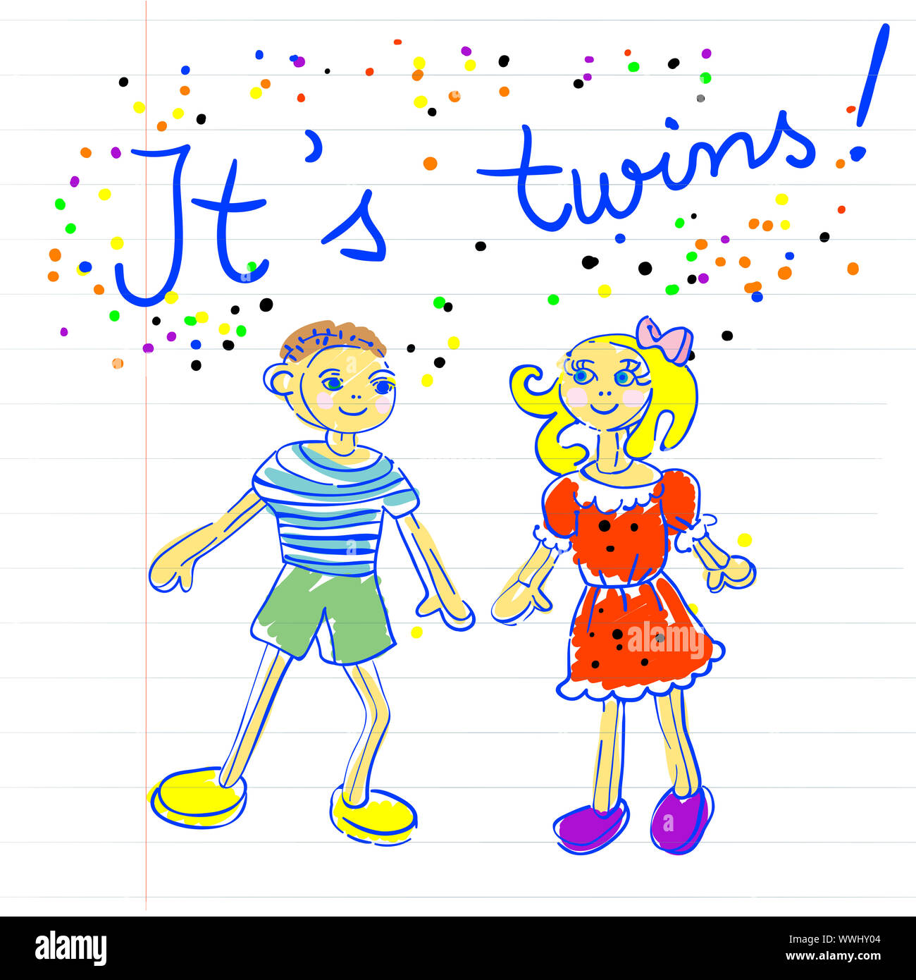Baby Arrival Childlike Marker Drawing Of A Little Boy And A Little Girl On A Piece Of Paper It S Twins Stock Photo Alamy Baby Arrival Childlike Marker Drawing Of A Little Boy And A Little Girl On A Piece Of Paper It S Twins Stock Photo Alamy