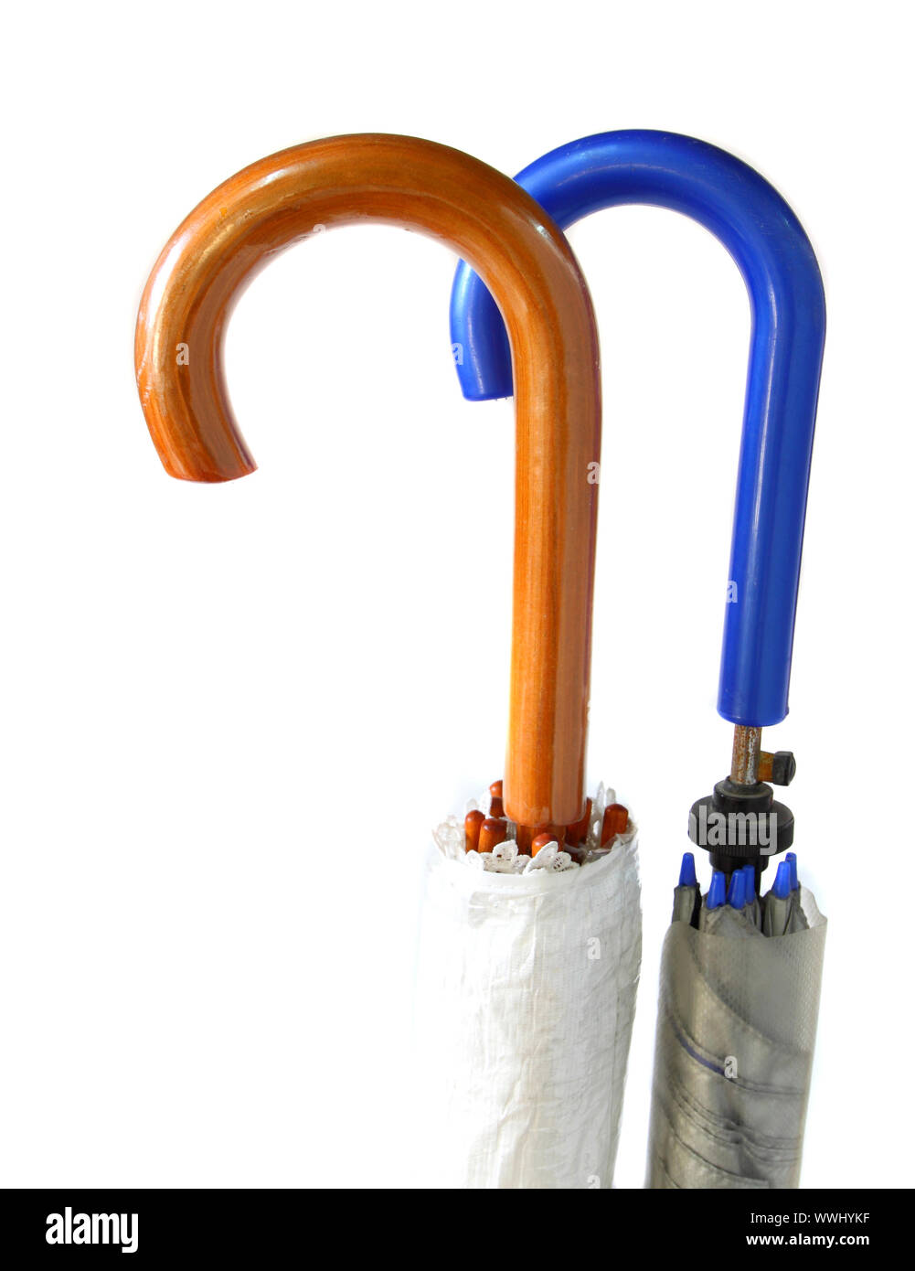 Close up of umbrella handle with white background Stock Photo Alamy