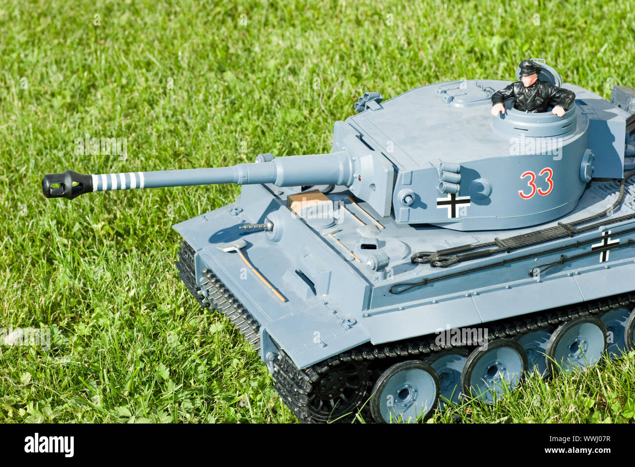 German heavy tank of World War II model on a  grass Stock Photo