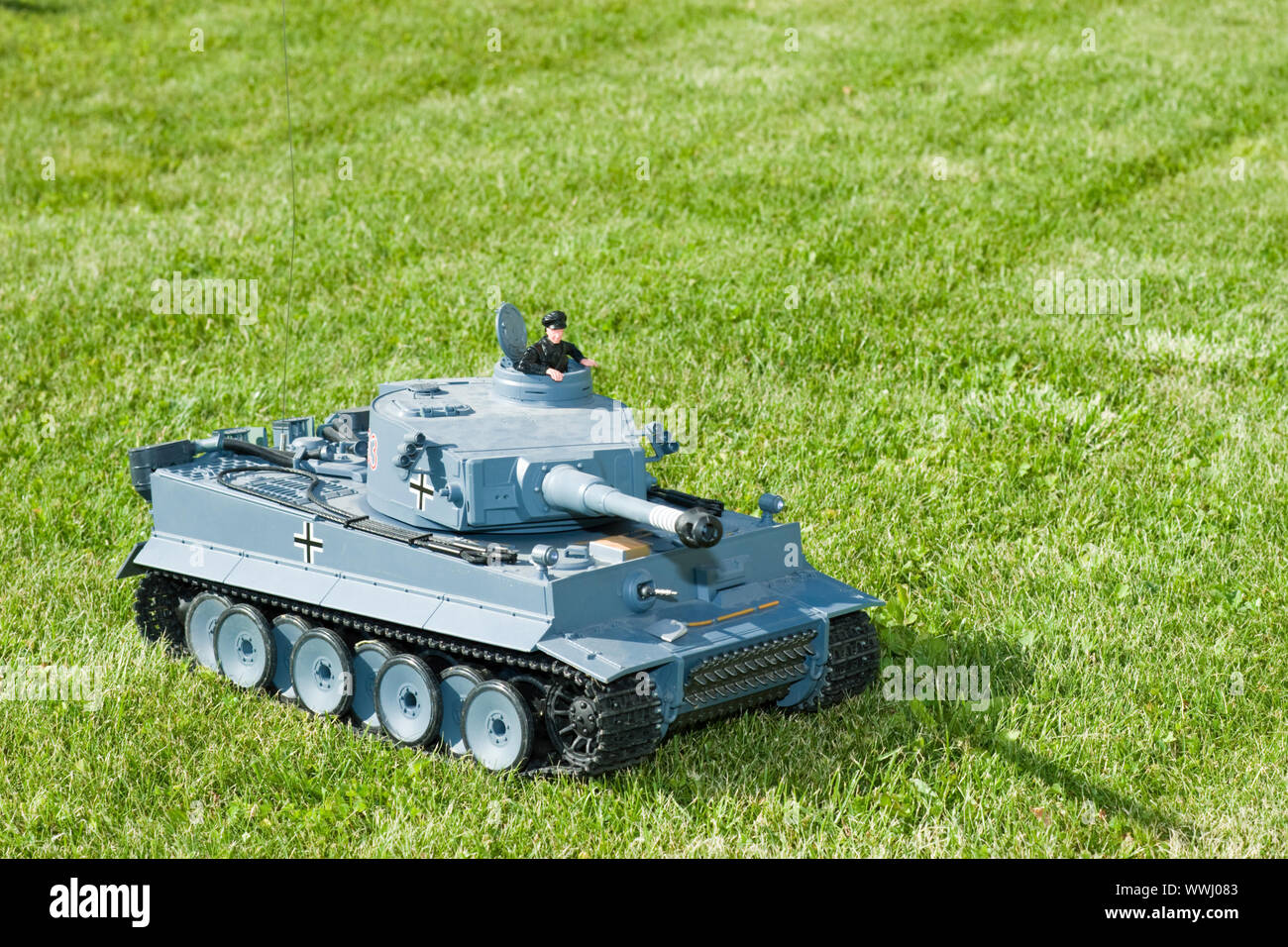 German heavy tank of World War II model on a  grass Stock Photo