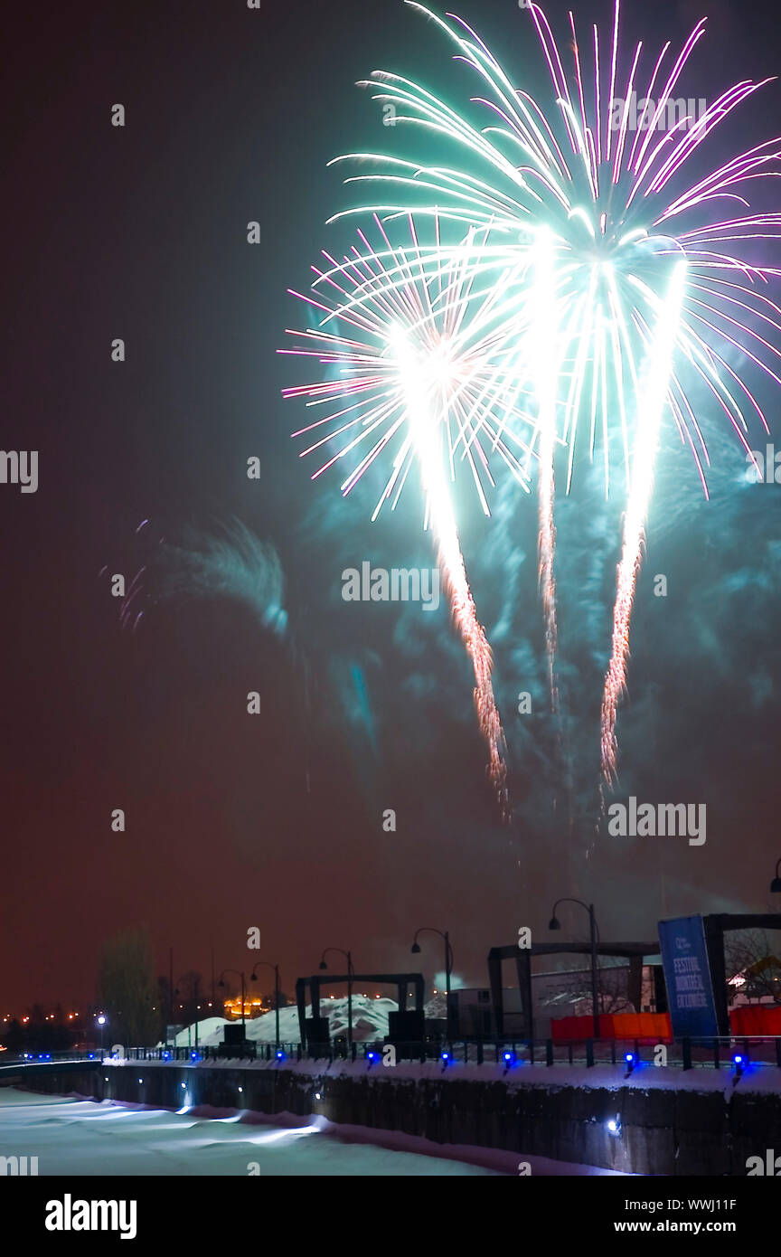 Fireworks over the Montreal's Lights Festival Stock Photo Alamy