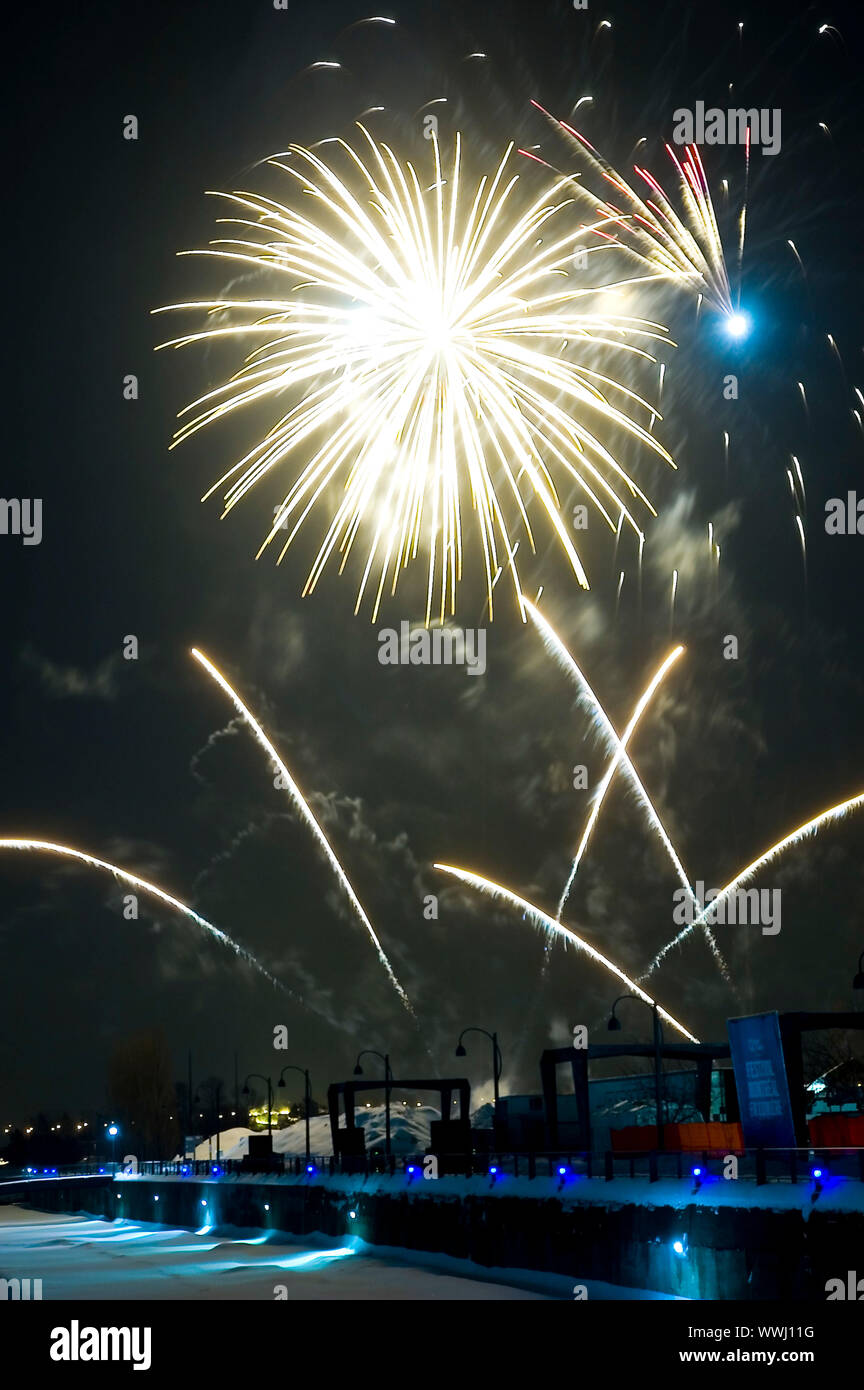 Fireworks over the Montreal's Lights Festival Stock Photo Alamy