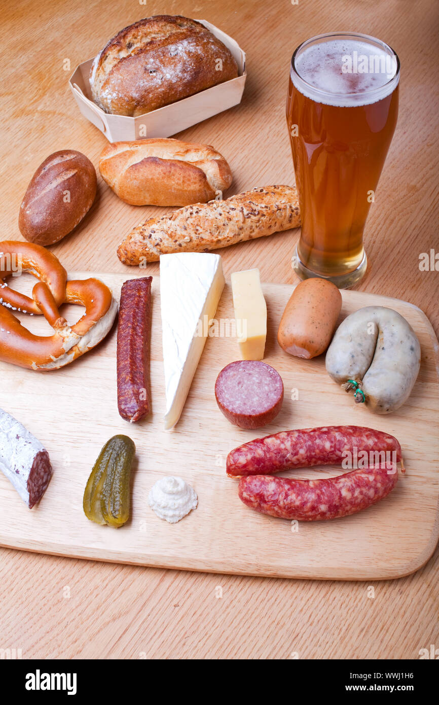typical bavarian snack called brotzeit, south germany Stock Photo