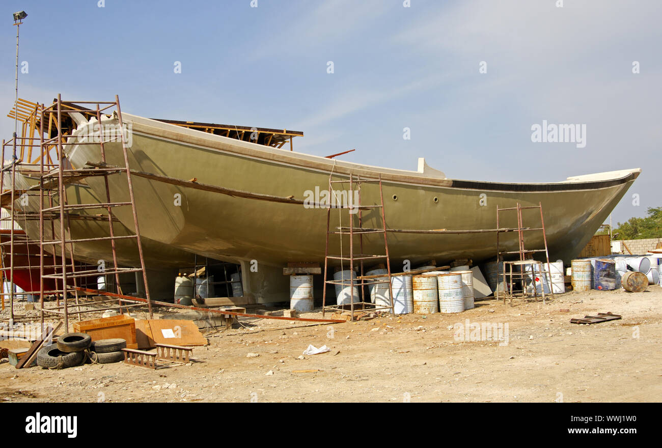 Dhau Shipyard Ajman Stock Photo