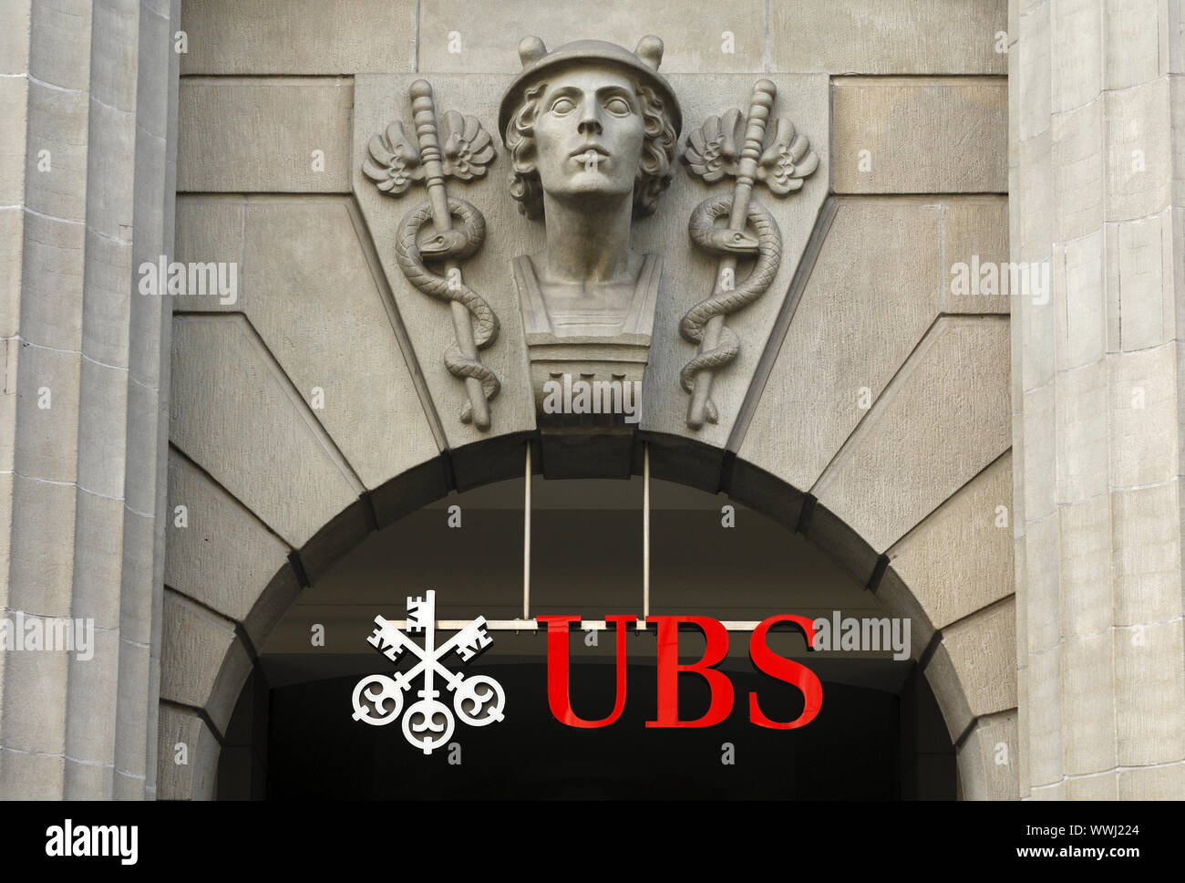 Headquarters of Bank UBS, Münzhof, Zurich Stock Photo