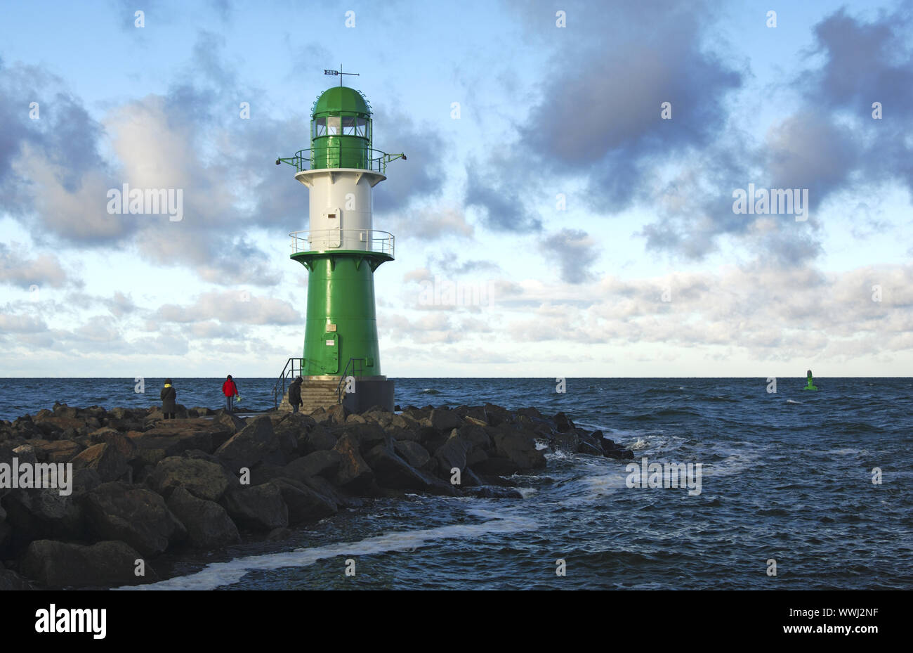Lighthouse on the mole,Warnemünde Stock Photo