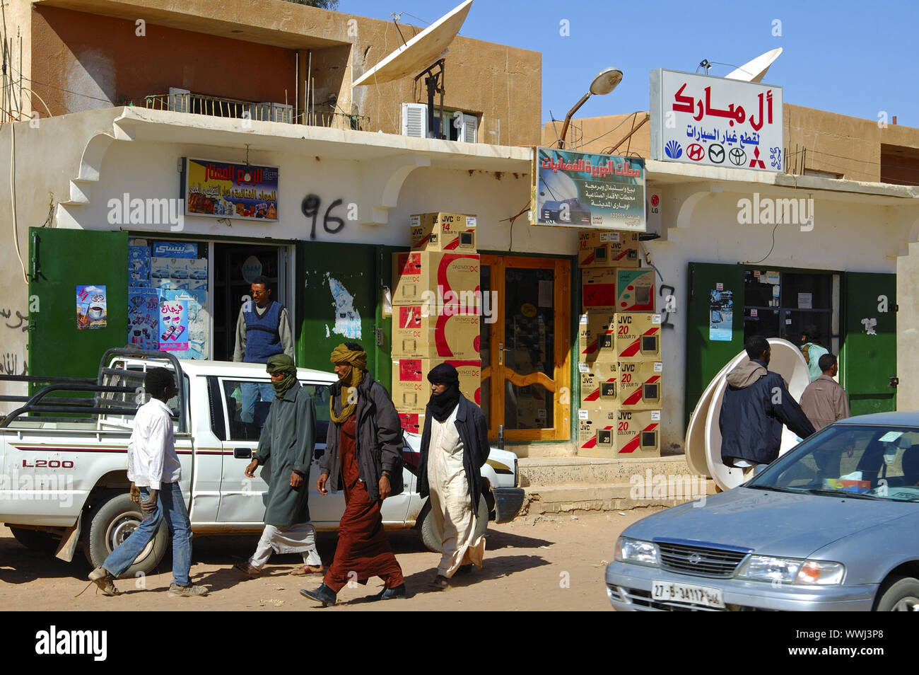 Shopping street in Germa, Libya Stock Photo