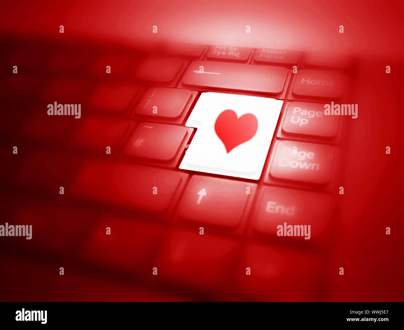 Keyboard with highlighted Love button. See also different versions! Stock Photo