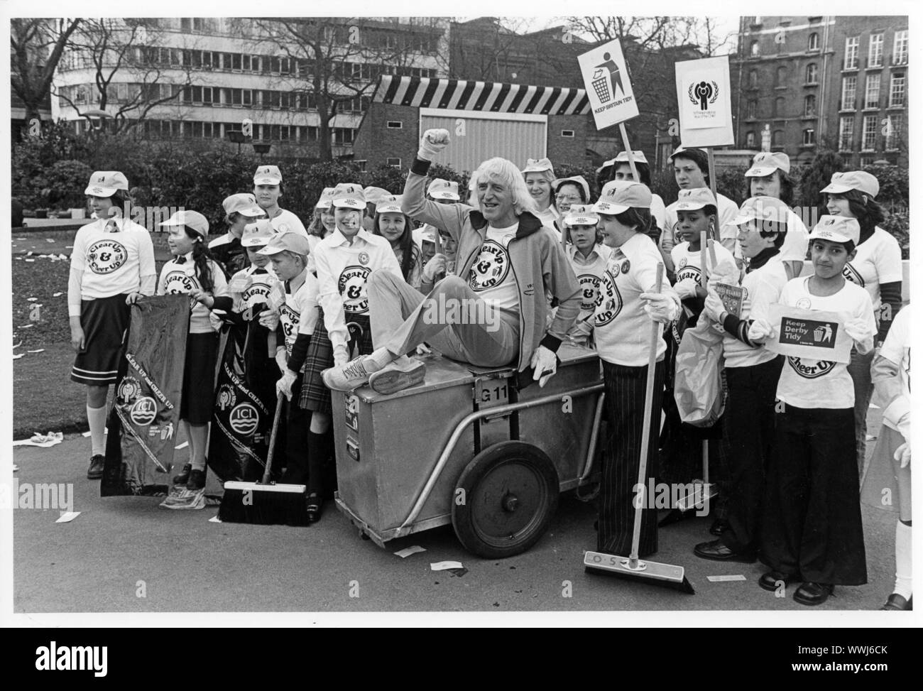 Jimmy Saville on a campaign to make keep our city clean Stock Photo