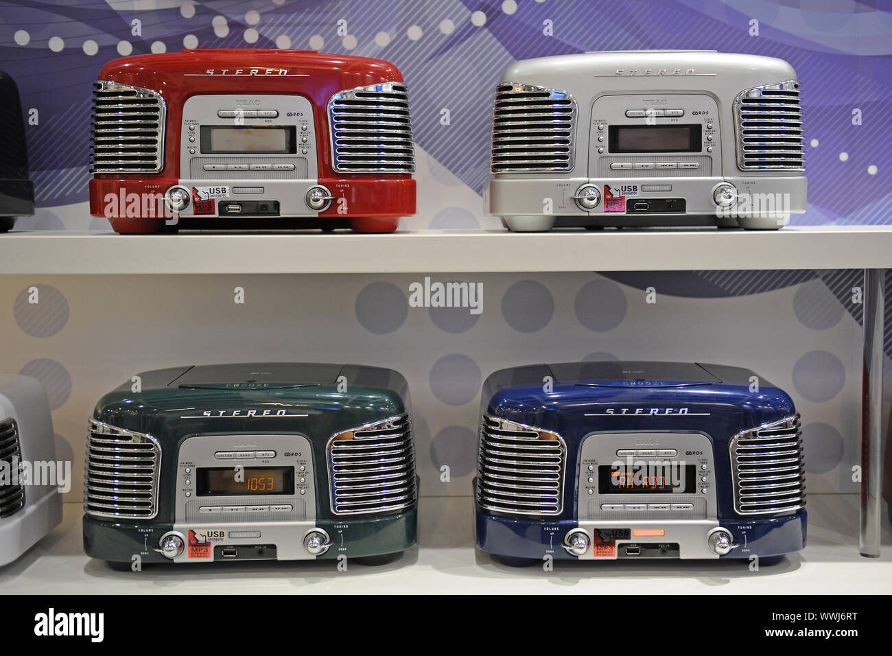 Radio / CD player in retro style at the international consumer electronics  exhibition IFA 2009 in Berlin Stock Photo - Alamy