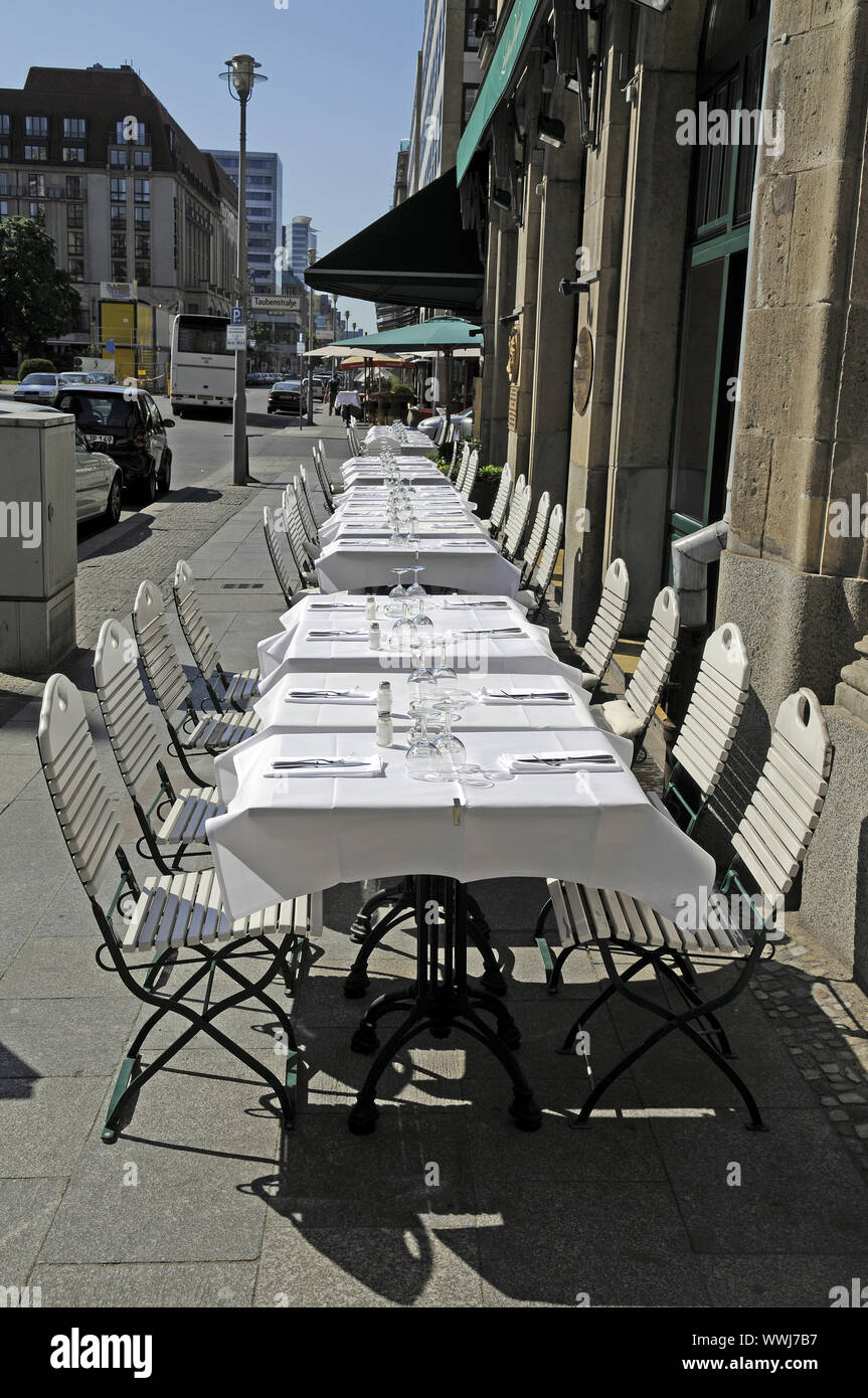 Tables waiting for guests Stock Photo Alamy