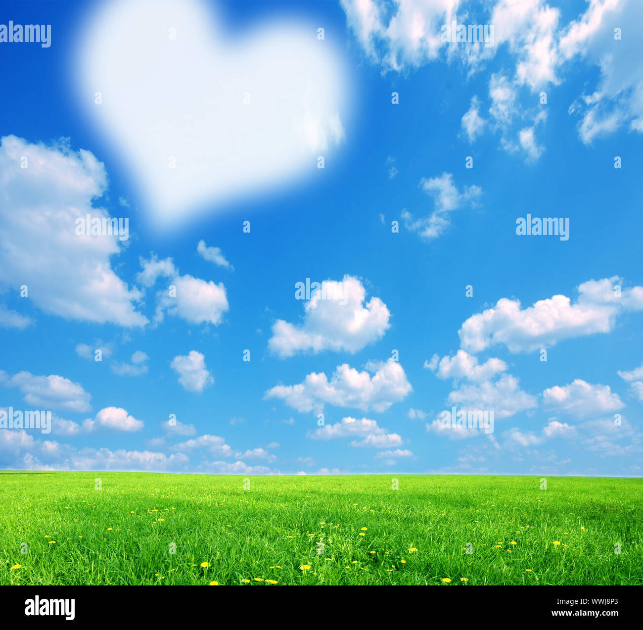 Love nature background, with big white symbolic heart on sky Stock ...