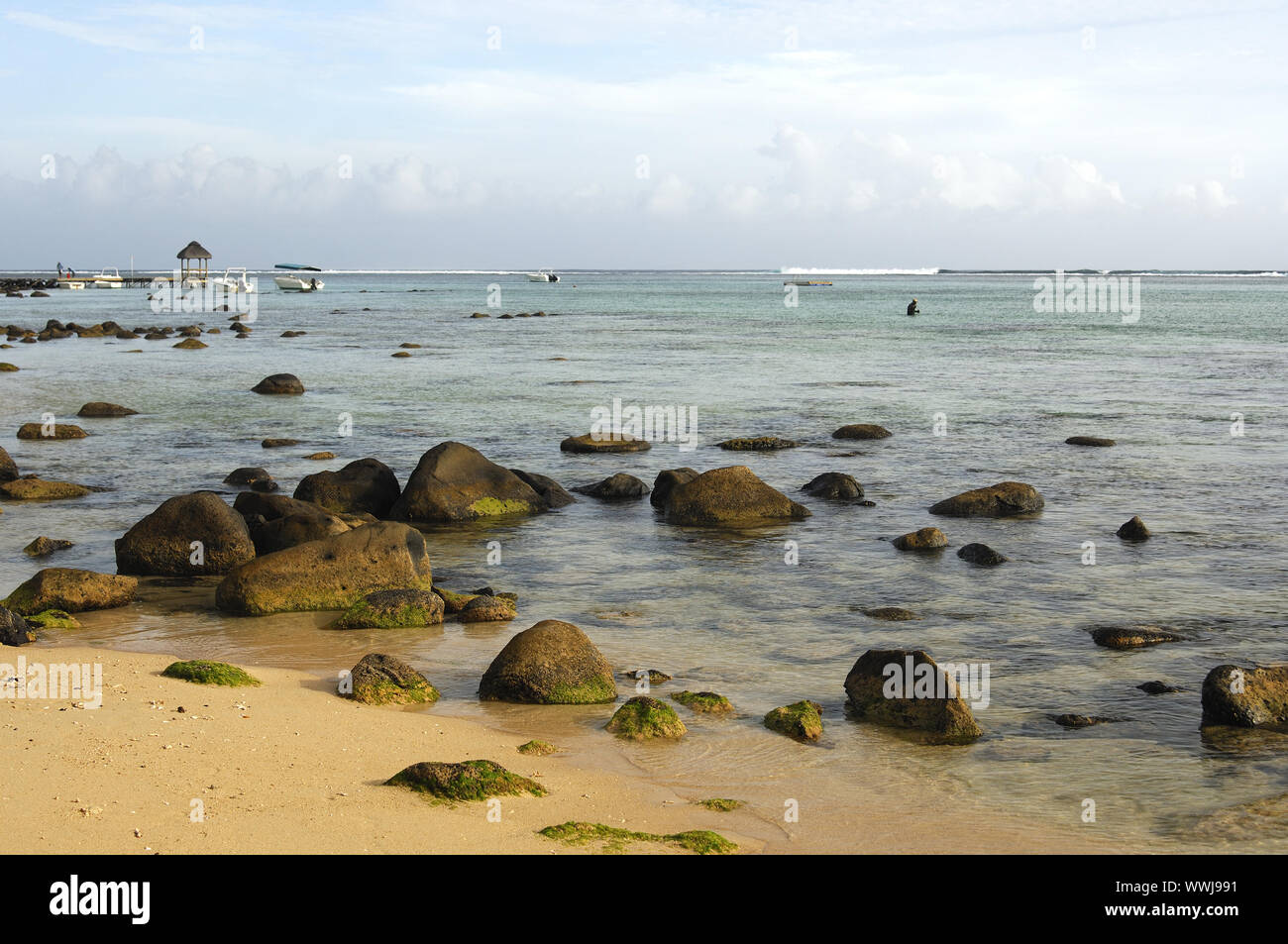 Lagoon of the Indian Ocean, Mauritius Stock Photo