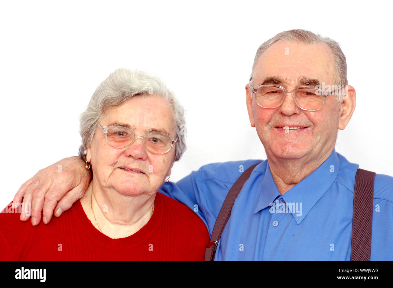 Elderly happy couple isolated on white background Stock Photo - Alamy