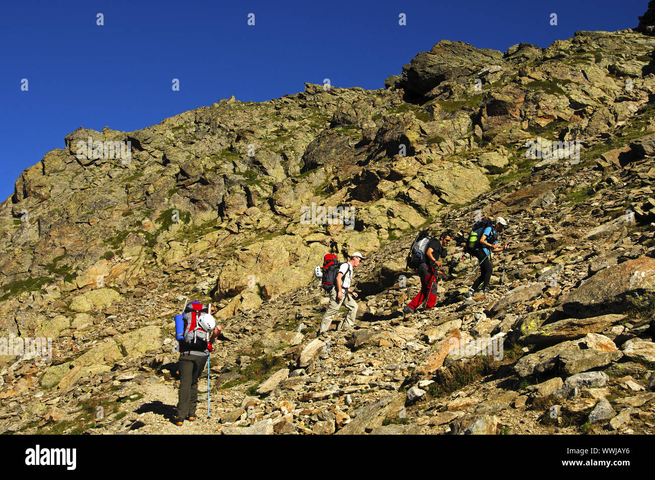 Alpinists at Mont Blanc Stock Photo