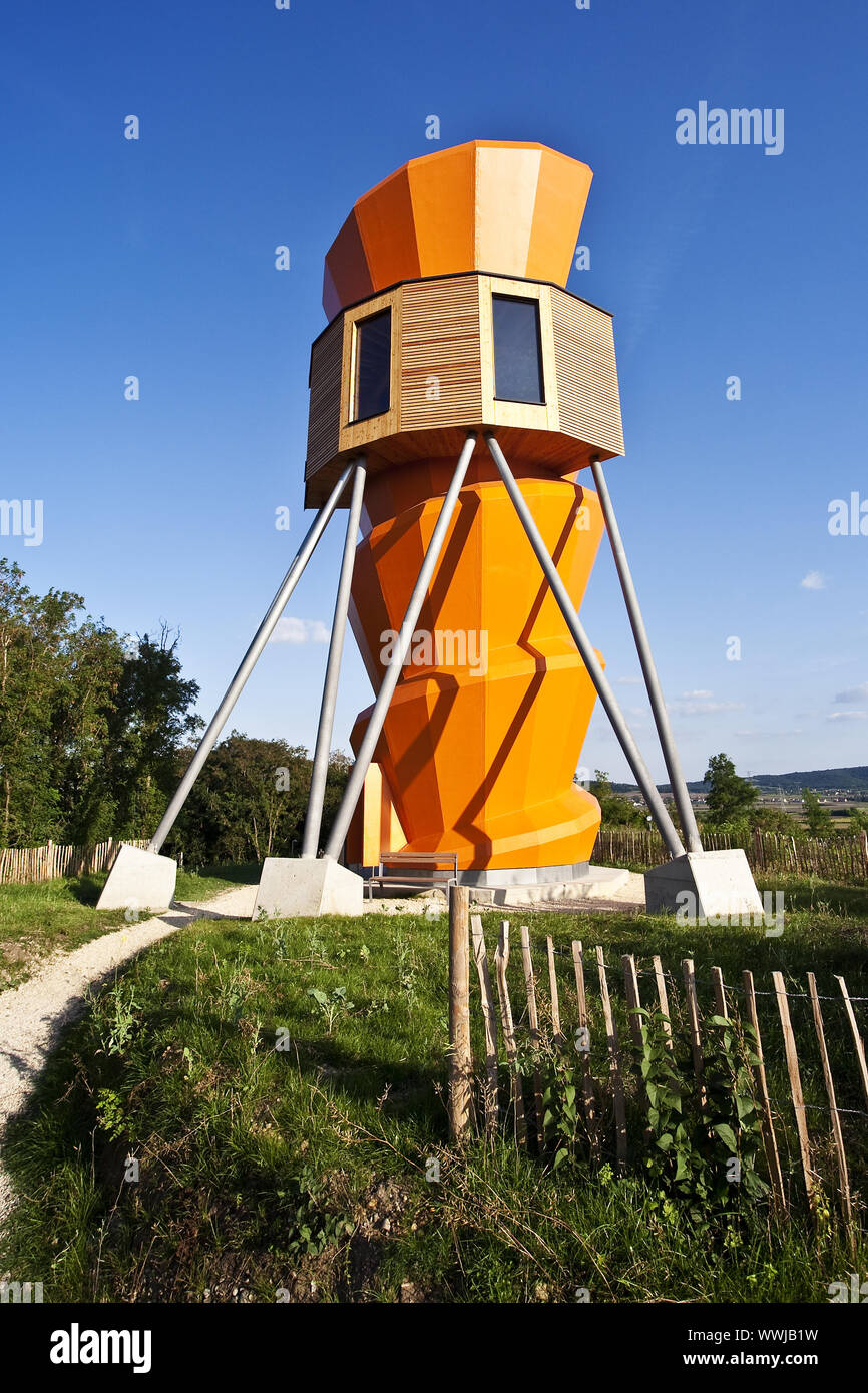 observation tower in the fossils world in Stetten, Weinviertel Region, Lower Austria, Austria, Europe Stock Photo