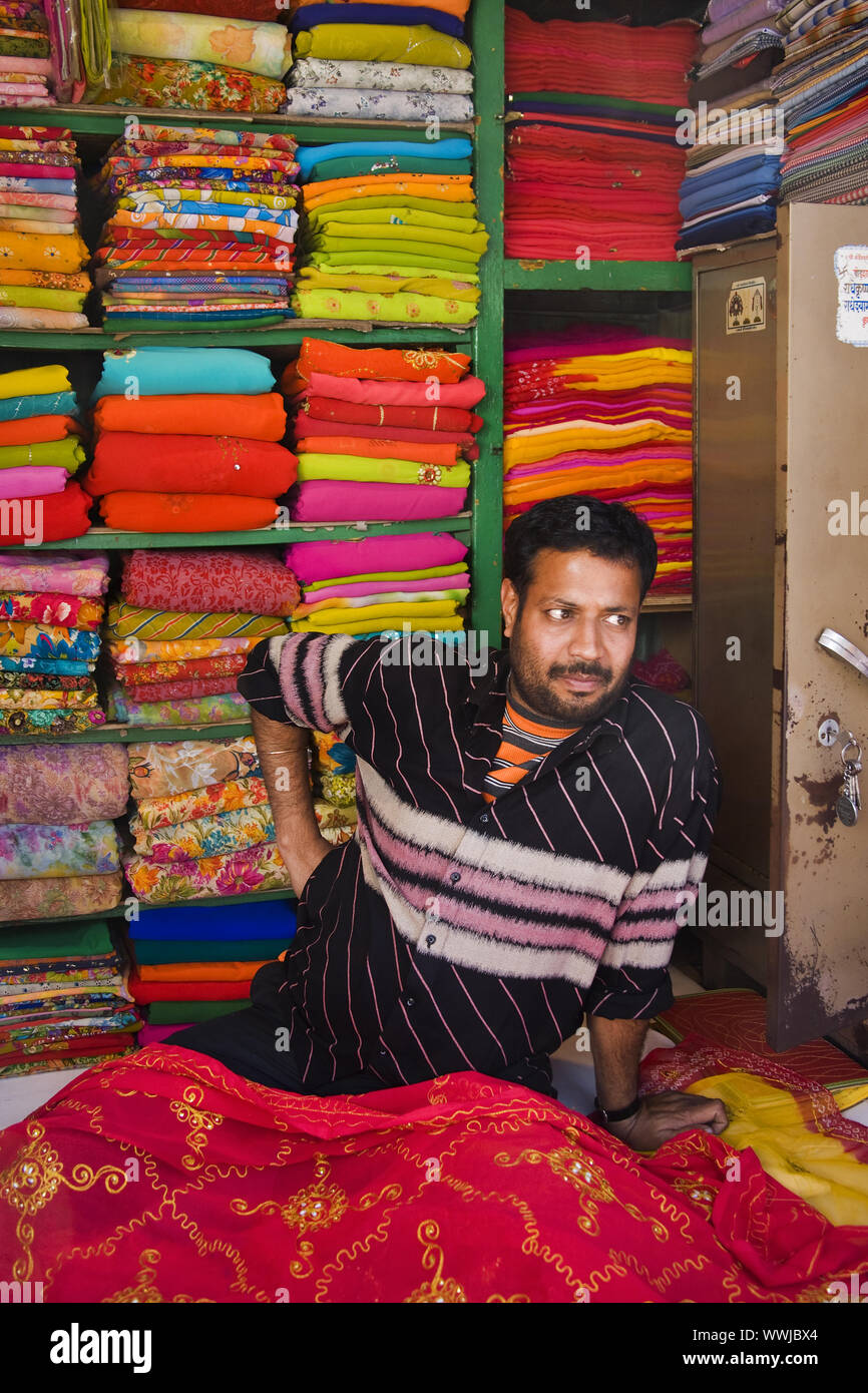 vendor in a dressing room, North India, India, Asia Stock Photo