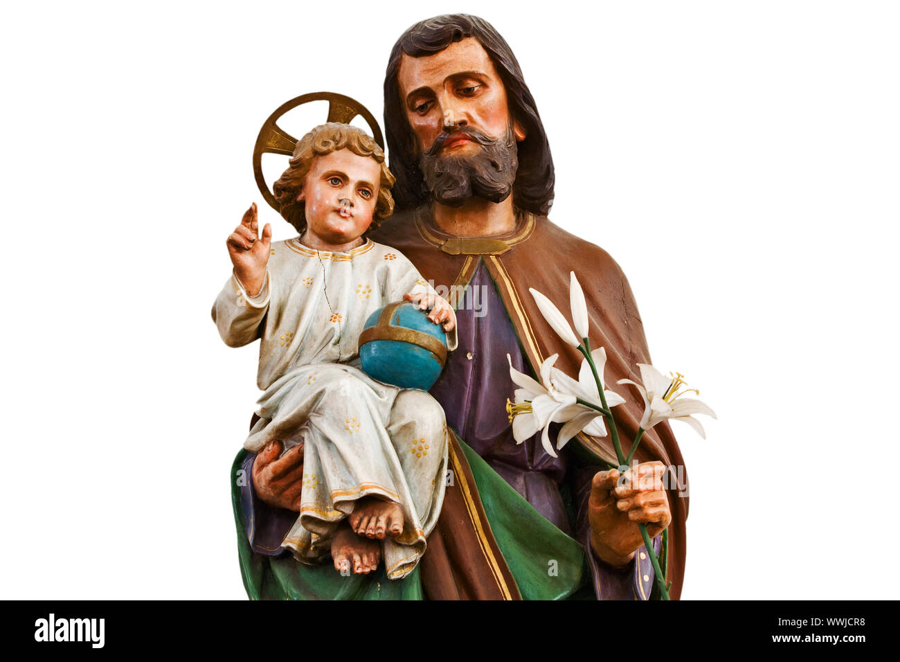 Holy Joseph and baby Jesus Stock Photo