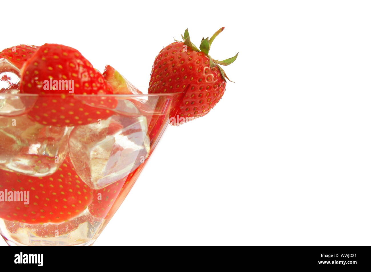 healthy lifestyle with strawberry fruit drink isolated on white Stock Photo