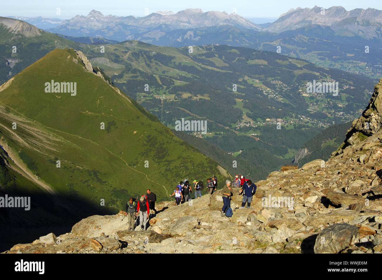 Mountain hike in the French Alps at the Adlernest Stock Photo