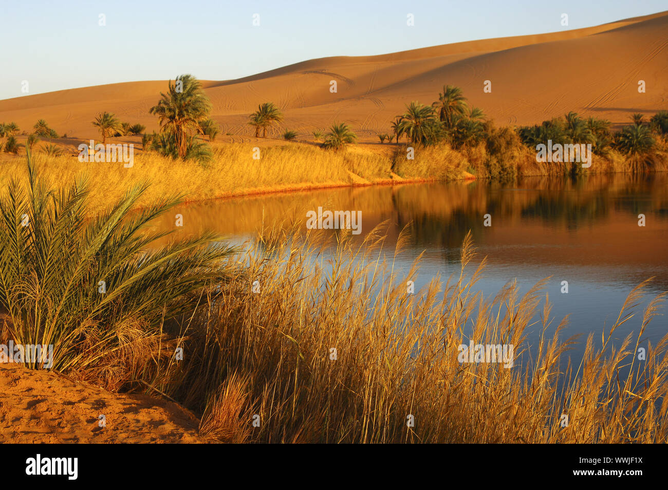 Desert lake Gabron, Sahara, Libya Stock Photo