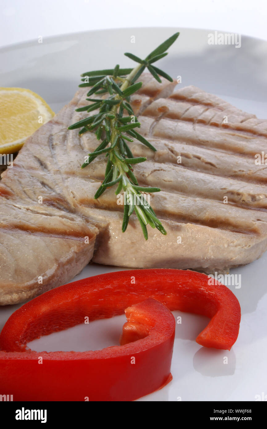 tuna steak with red paprika and rosemary Stock Photo Alamy