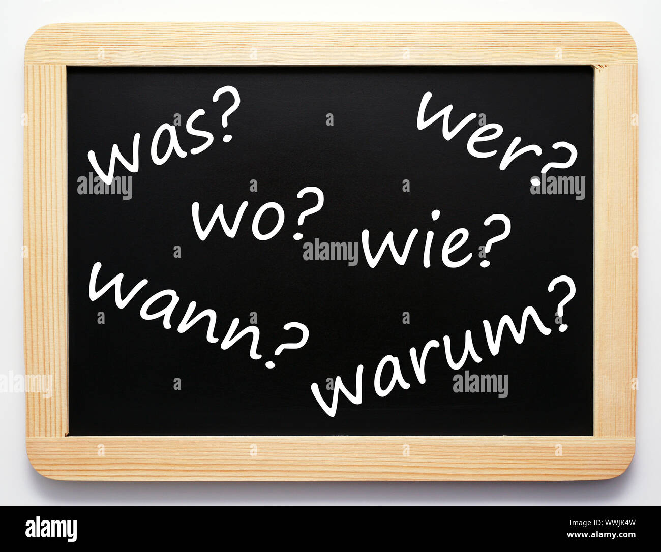 The 6 W questions concept board Stock Photo Alamy