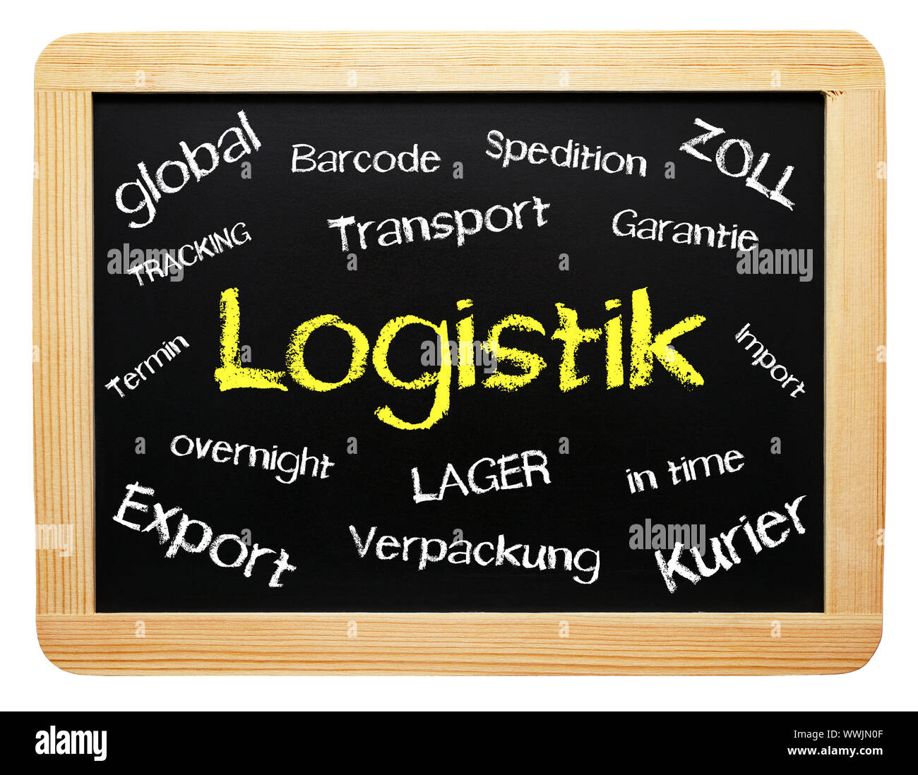 Logistics - chalk board Stock Photo
