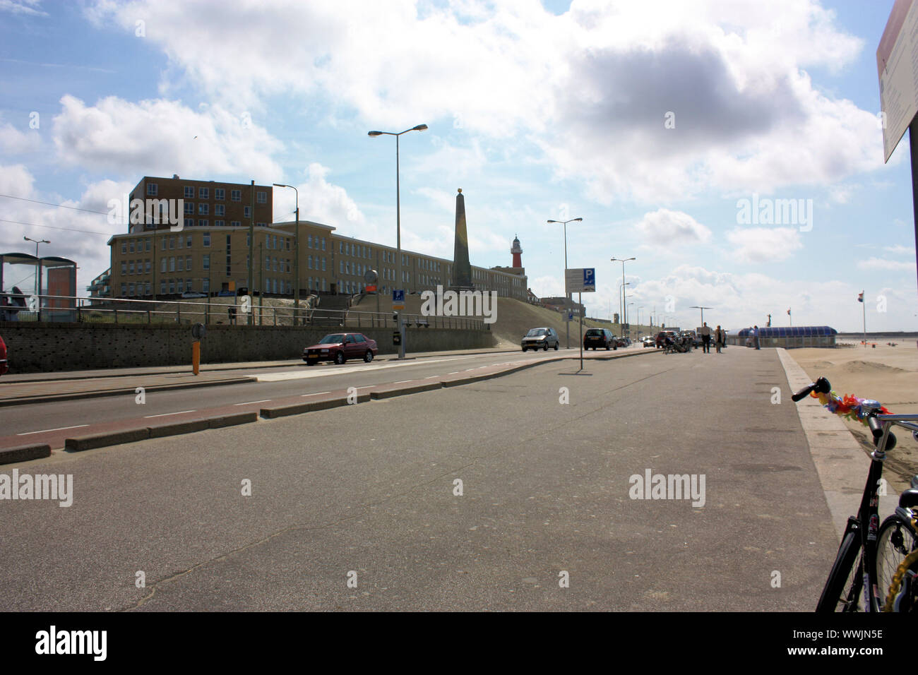 The Scheveningen Streets in Den Haag are quiet in ordinary days, but they will be very busy on the weekends and in the holidays. Stock Photo