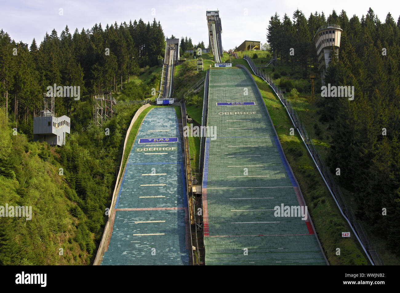 ski jumping arena Am Kanzlersgrund near Oberhof Stock Photo