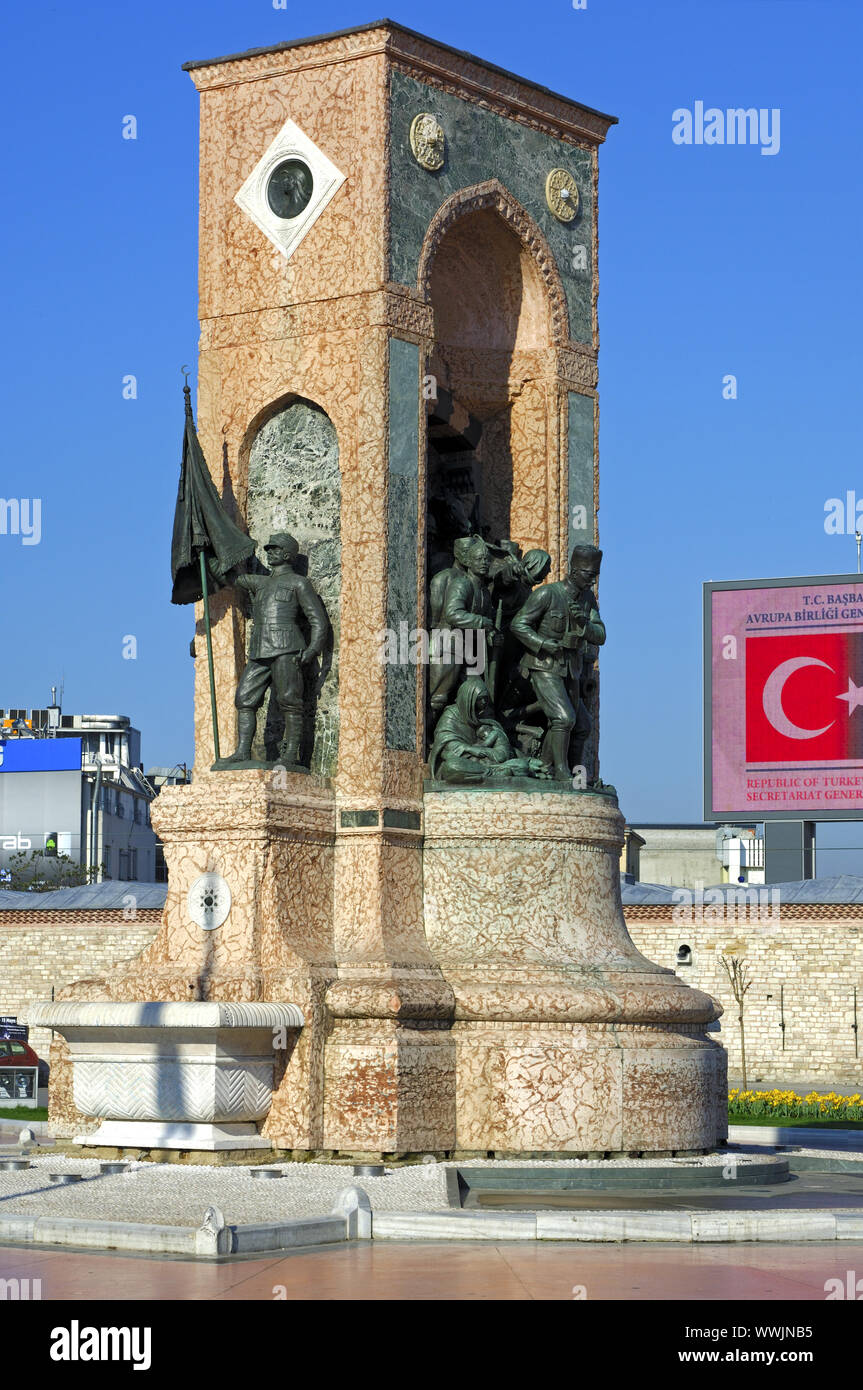 Monument of the Republic, Taksim Square, Istanbul, Stock Photo