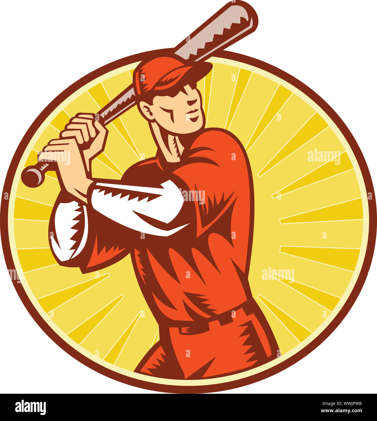 Baseball Player Batting Circle Side Cartoon, Stock vector