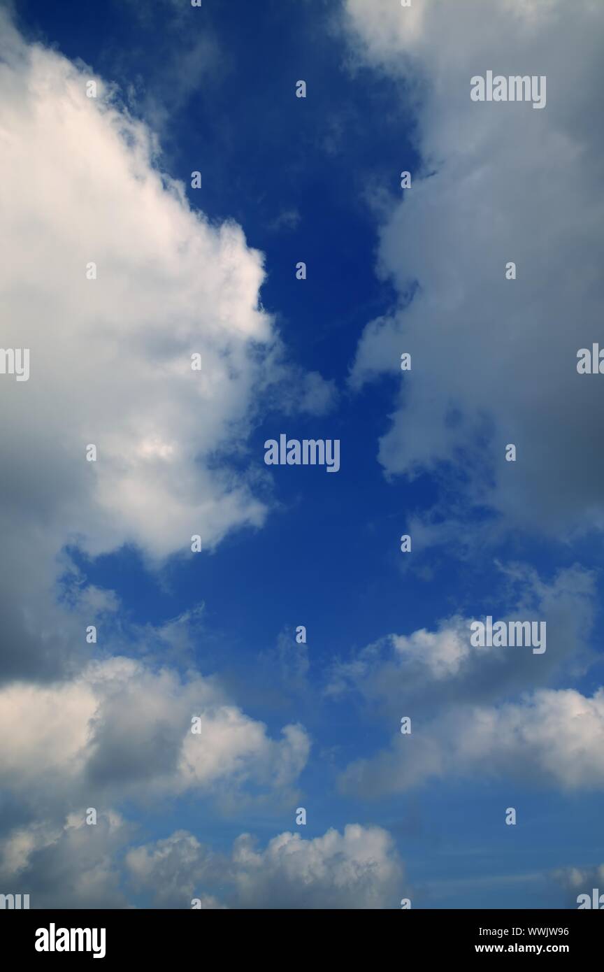 blue perfect summer sky white clouds nature background Stock Photo - Alamy