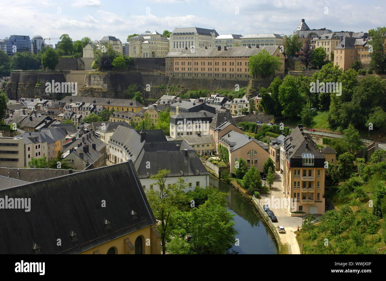 Grund district at the Alzette River, Luxembourg Stock Photo