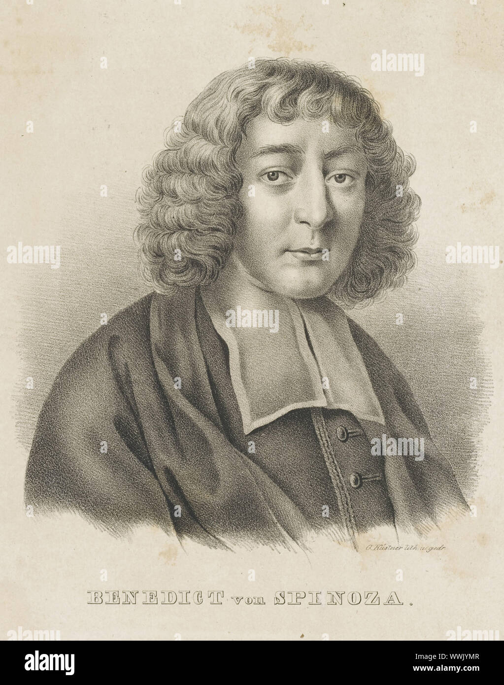 Portrait of Baruch Spinoza, c. 1830-1840. Private Collection. Stock Photo