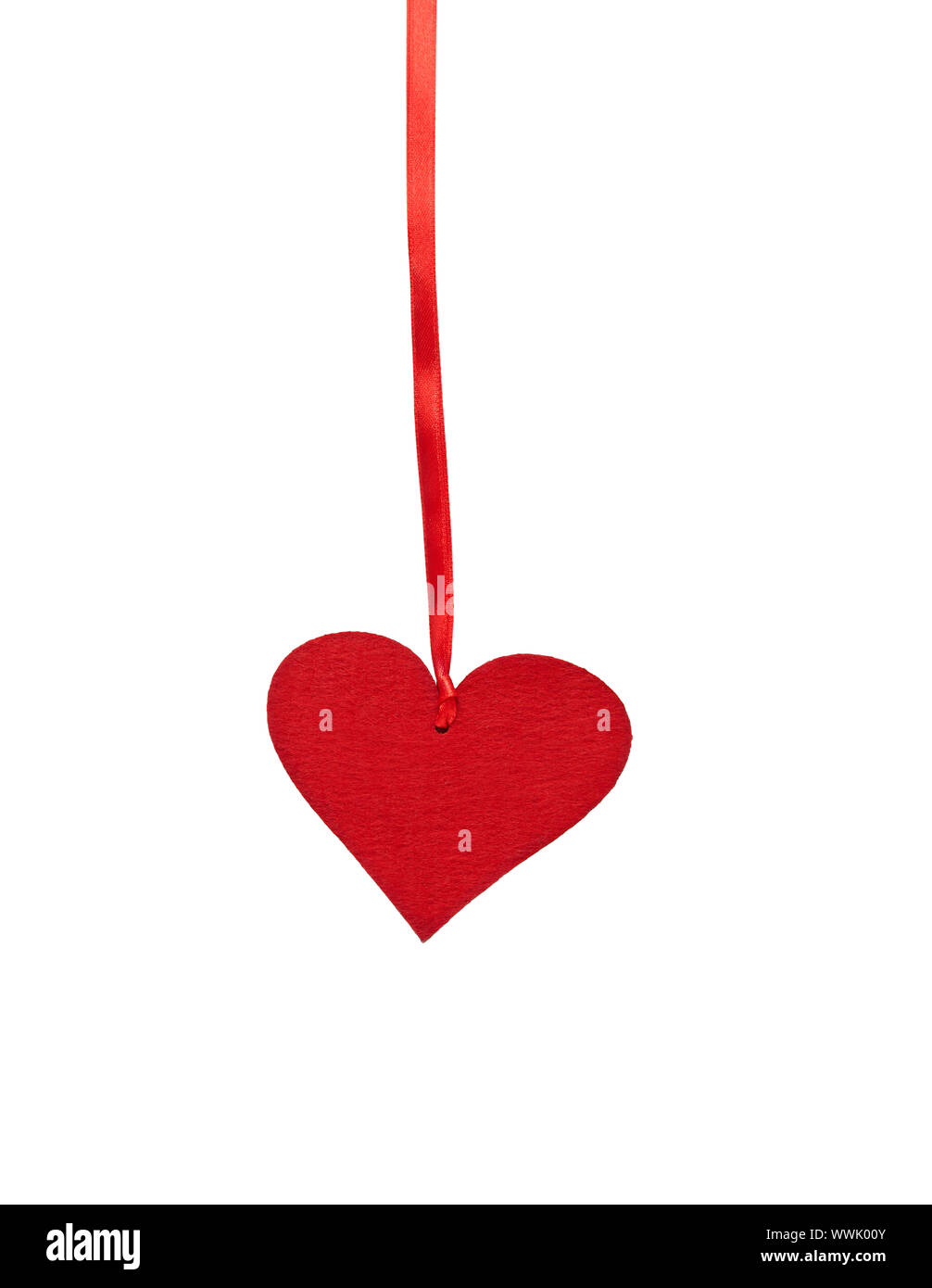 Red heart with ribbon isolated on white background Stock Photo - Alamy