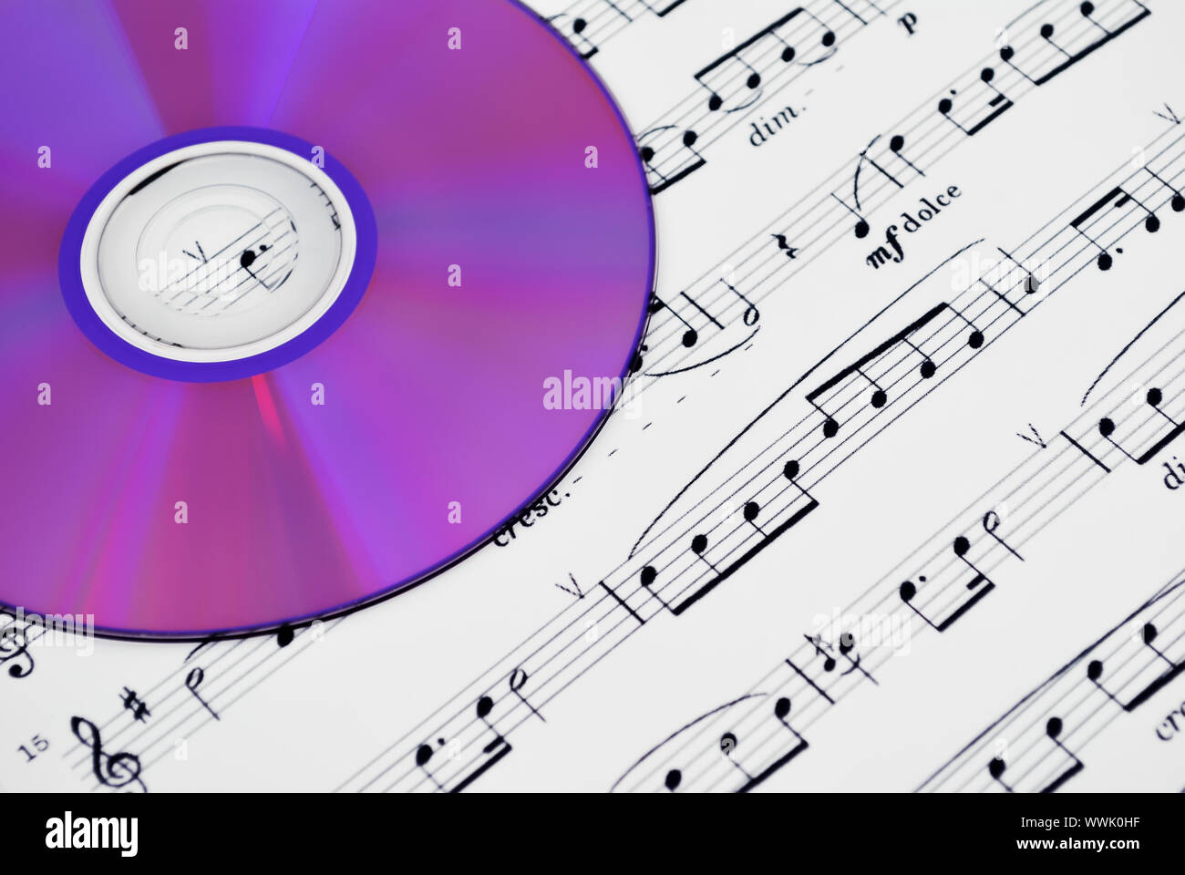 cd or dvd drive and musical notes, isolated Stock Photo Alamy