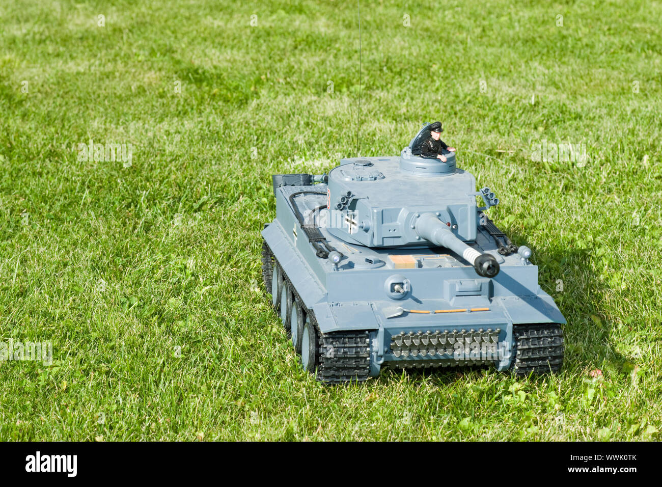 German heavy tank of World War II model on a  grass Stock Photo
