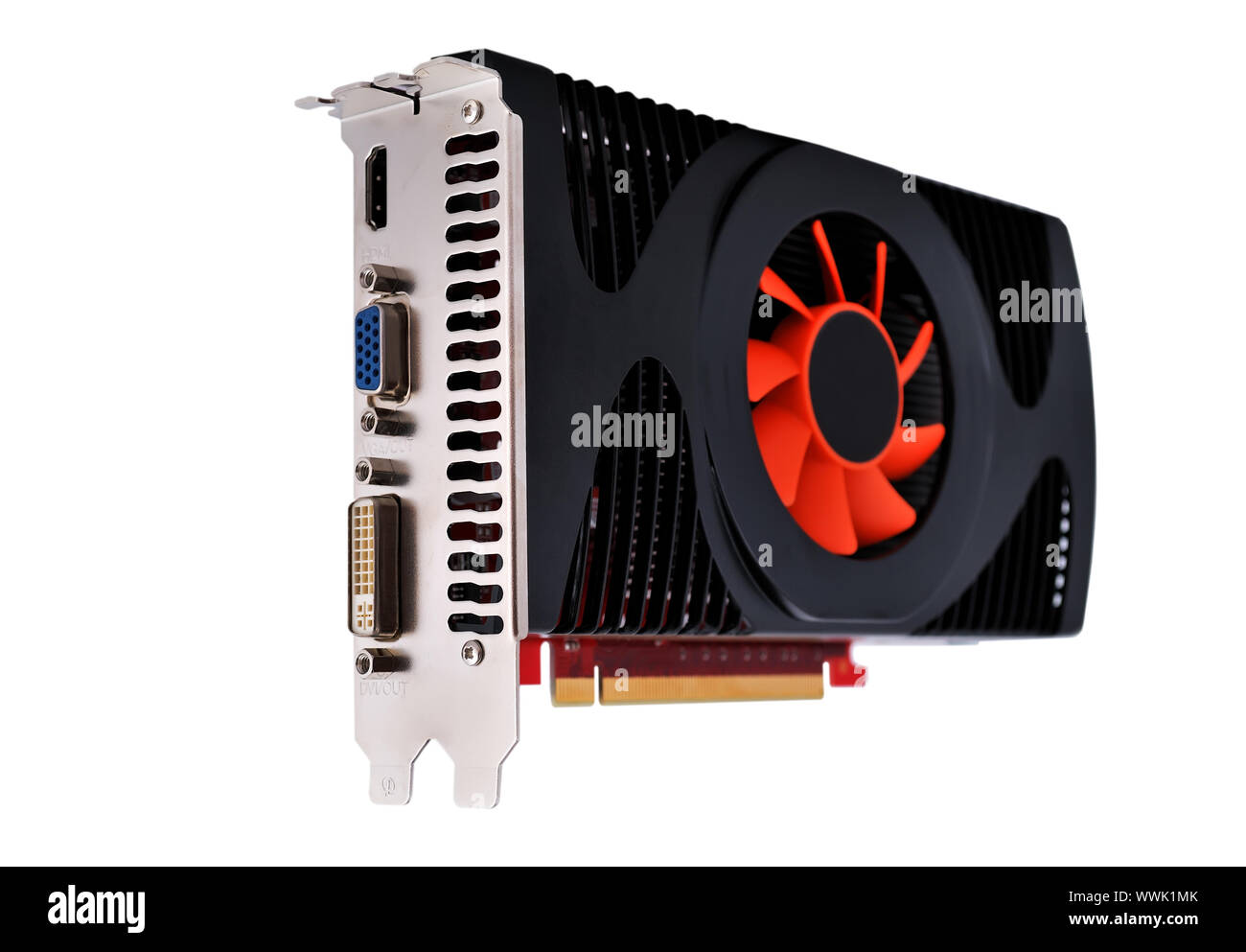 video card with three outputs on a white background Stock Photo Alamy