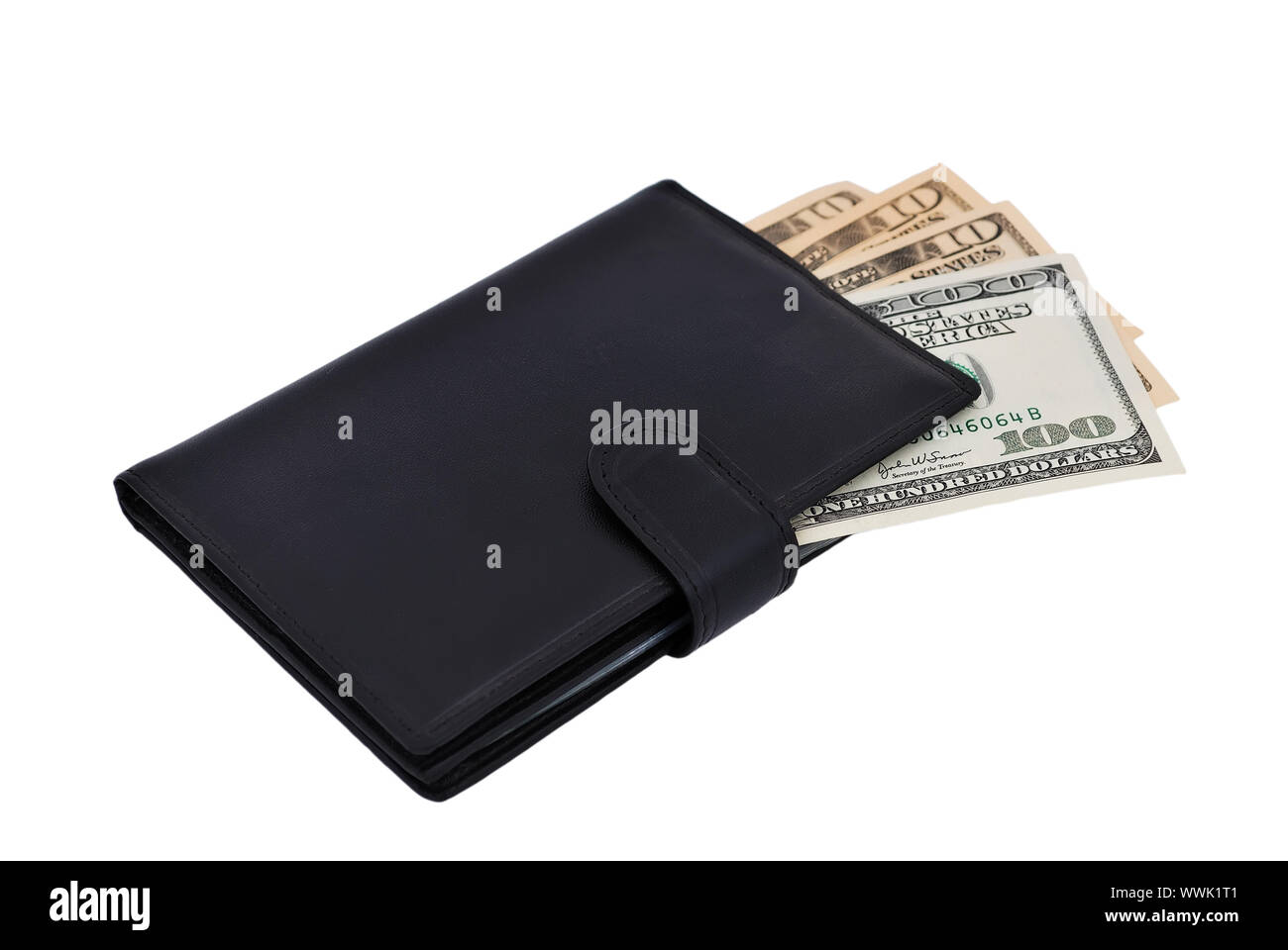 leather purse on a white background Stock Photo - Alamy