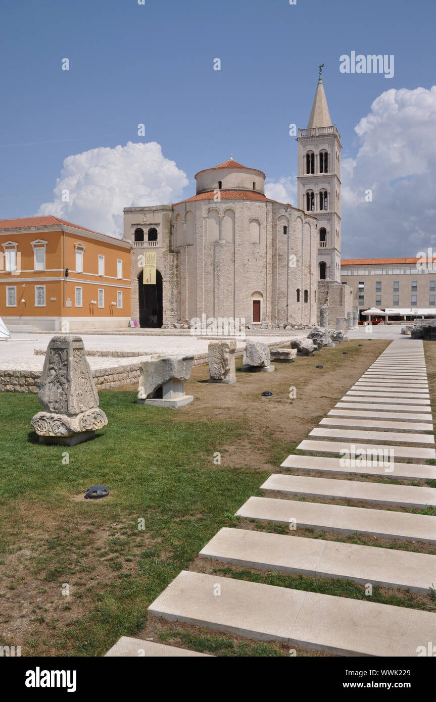 Roman Forum and Donatus Church in Zadar Stock Photo
