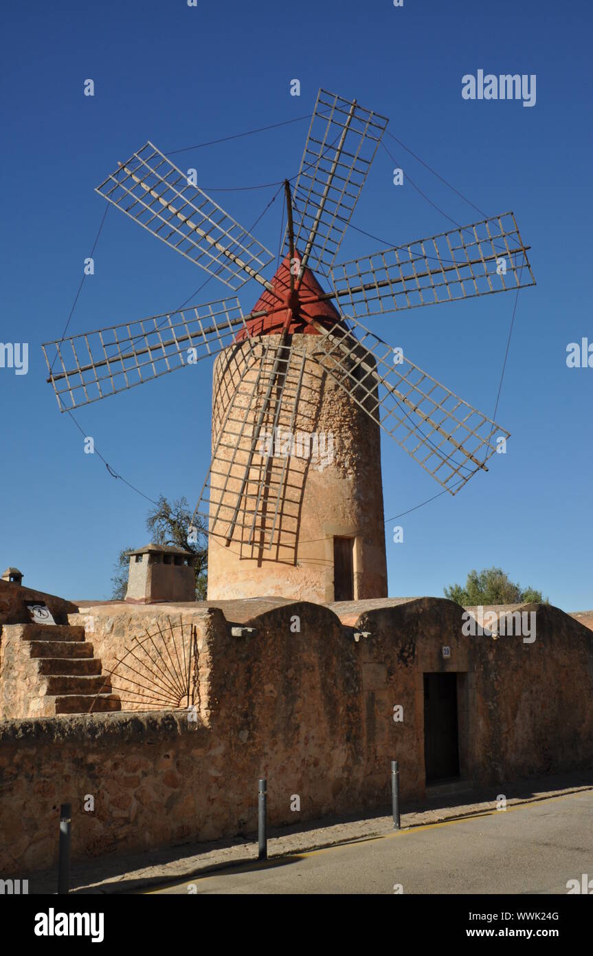 Windmill in Algaida, Mallorca Stock Photo