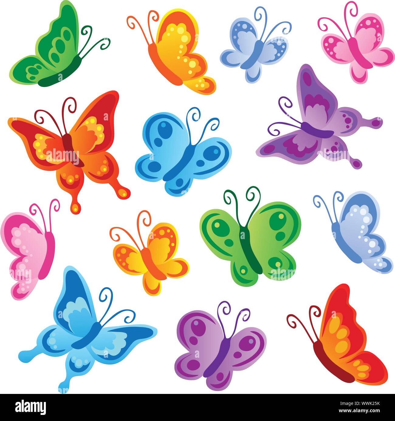 Various butterflies collection 1 Stock Vector