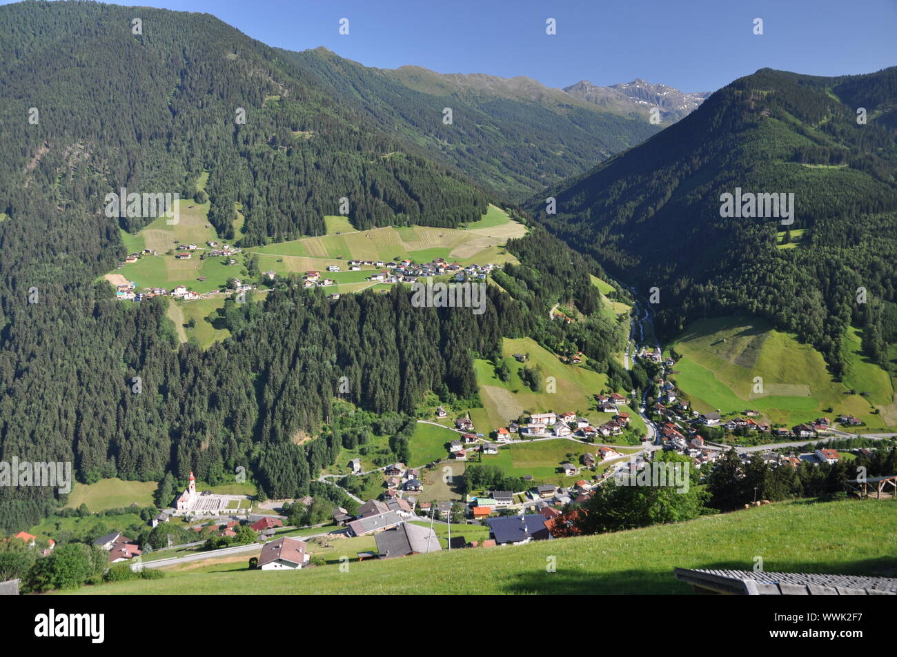 Sellrain with Fotsch Valley Stock Photo